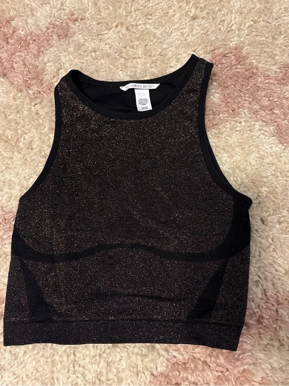 Victoria's Secret Black Glitter Crop Tank